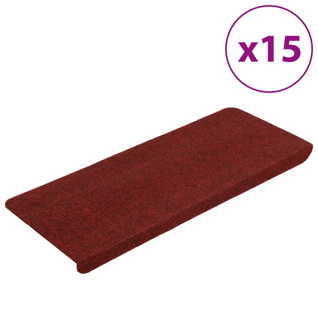 Vidaxl trapmatten zelfklevend 15 st 65x24,5x3,5 cm rood