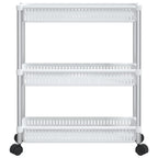 Vidaxl opbergtrolley 3 laags aluminium zilverkleurig en wit