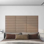 Vidaxl wandpanelen 12 st 1,08 m² 60x15 cm kunstleer cappuccinokleurig