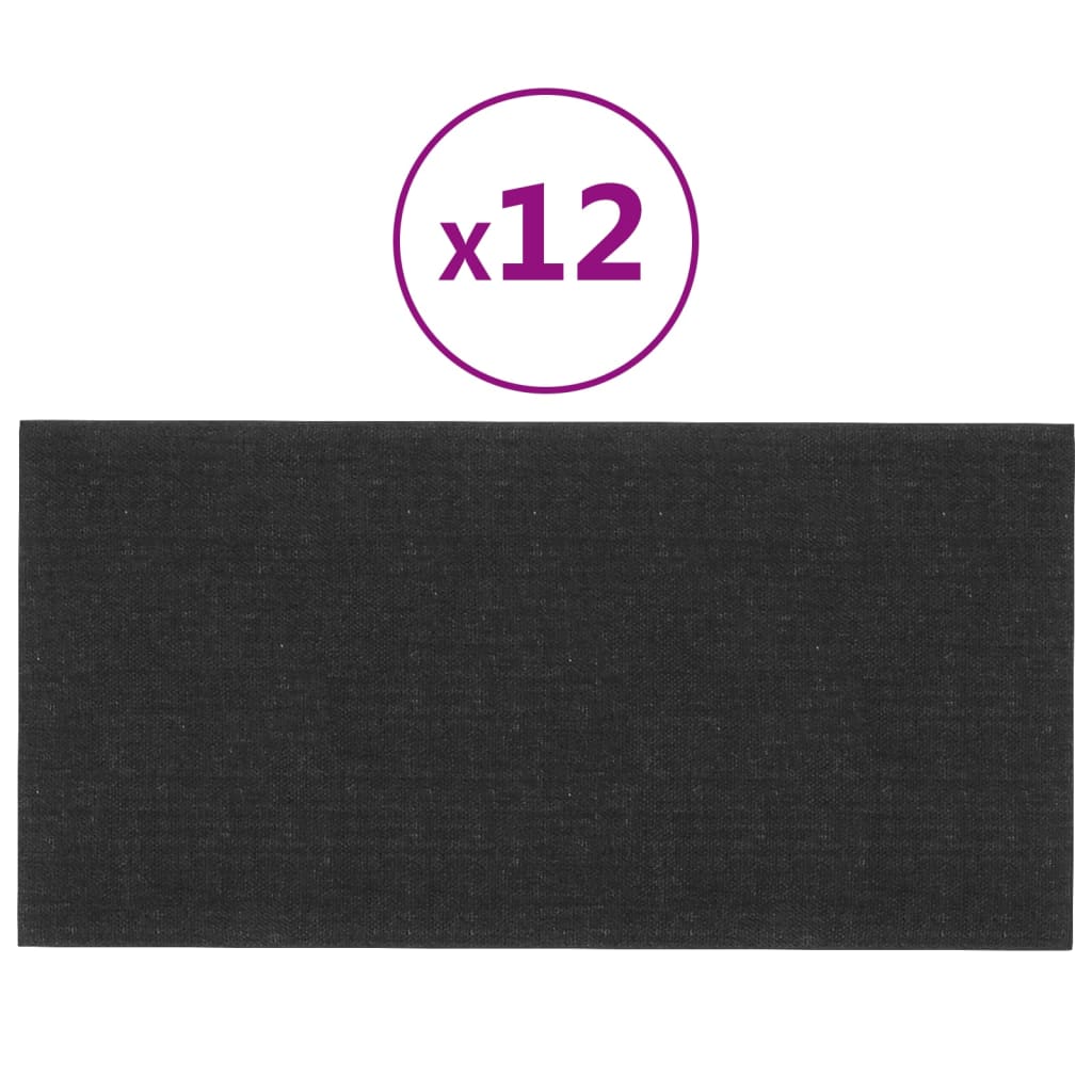 VidaXL Wandpanelen 12 st 2,16 m² 60x30 cm stof zwart
