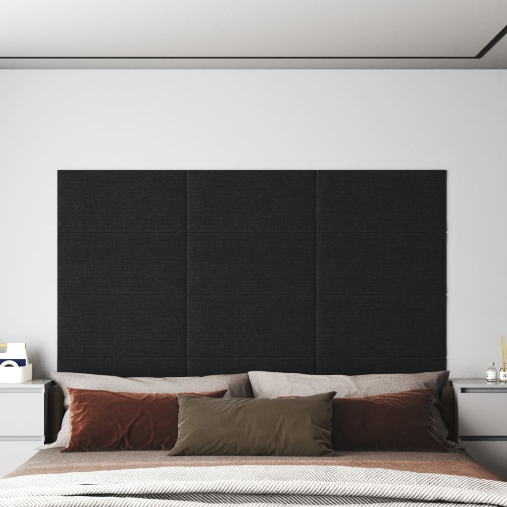VidaXL Wandpanelen 12 st 2,16 m² 60x30 cm stof zwart