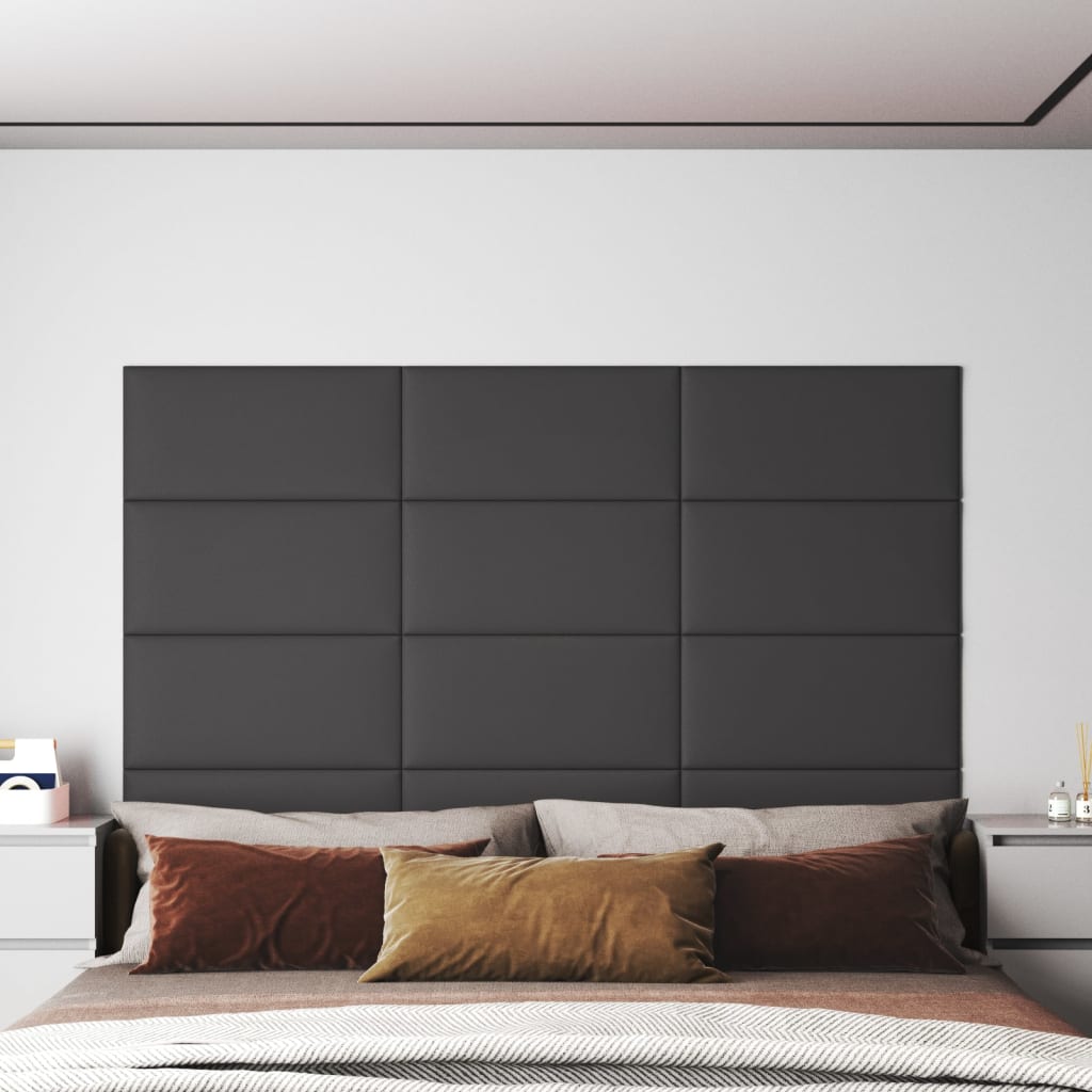 Vidaxl wandpanelen 12 st 2,16 m² 60x30 cm kunstleer grijs