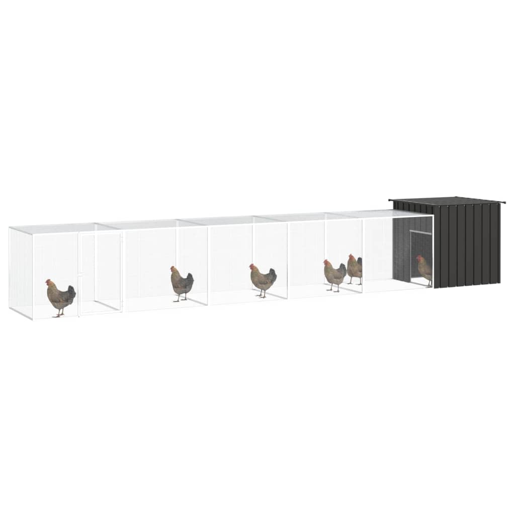 VidaXL Kippenhok 600x91x100 cm gegalvaniseerd staal antracietkleurig