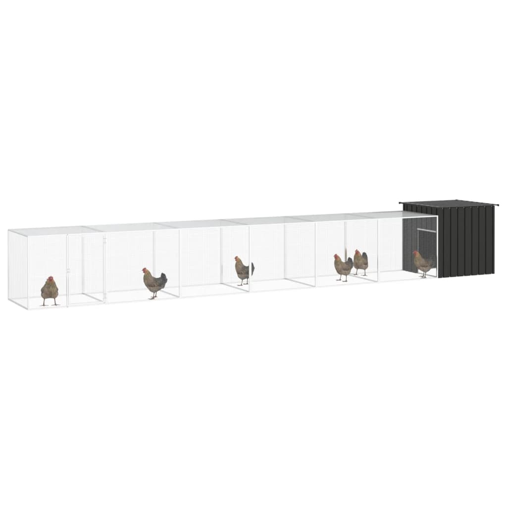 VidaXL Kippenhok 700x91x100 cm gegalvaniseerd staal antracietkleurig