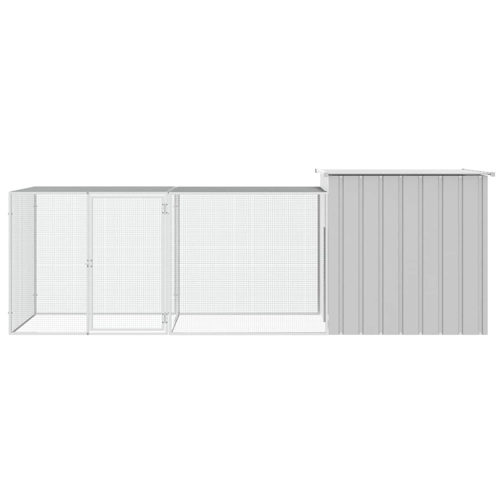 VidaXL Kippenhok 300x91x100 cm gegalvaniseerd staal grijs