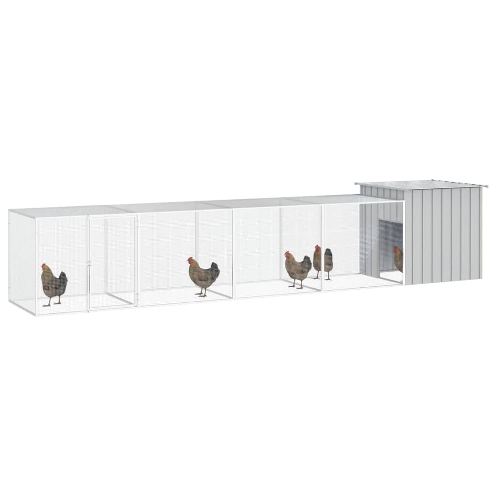 VidaXL Kippenhok 500x91x100 cm gegalvaniseerd staal grijs