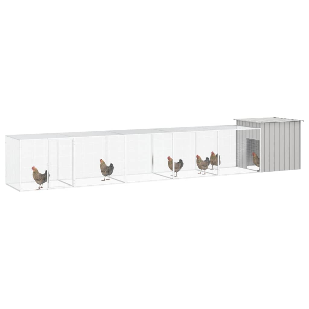 VidaXL Kippenhok 600x91x100 cm gegalvaniseerd staal grijs