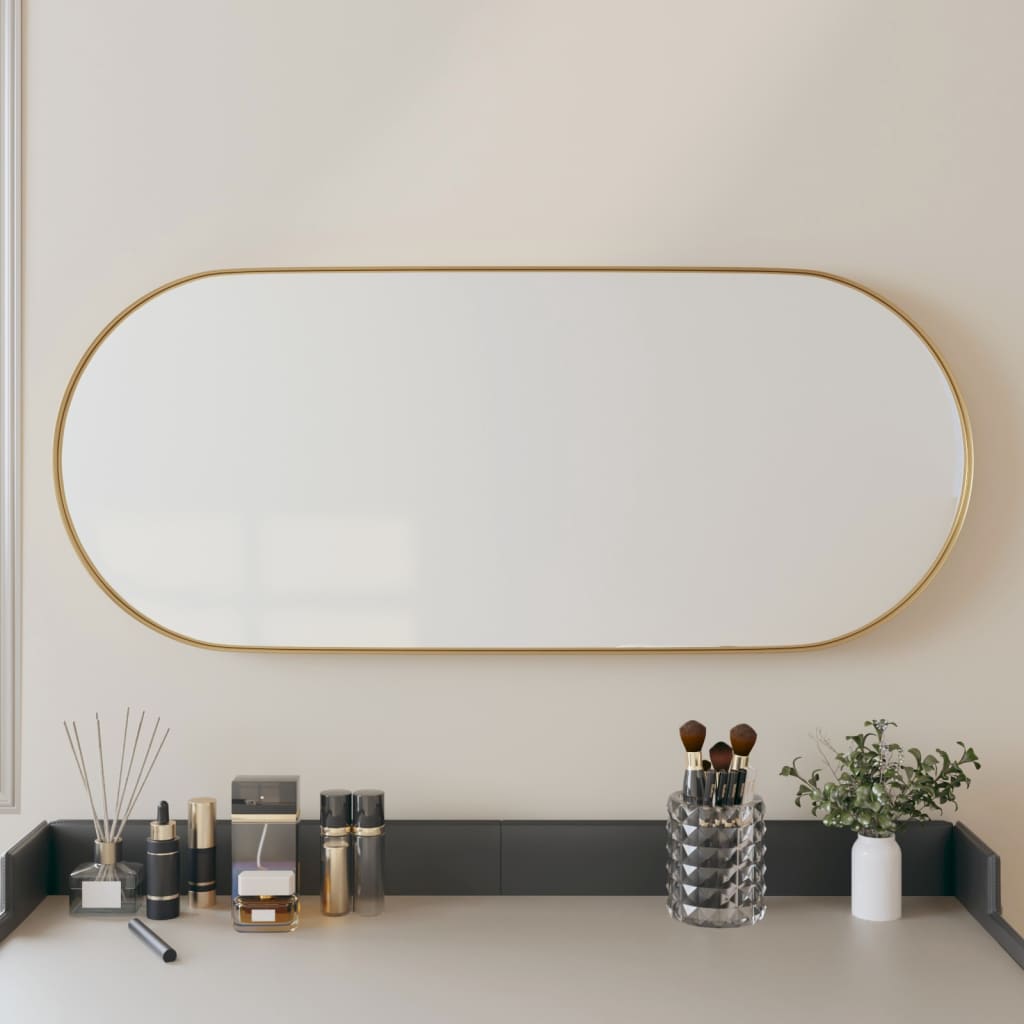 VidaXL Spiegel wandgemonteerd 25x60 cm ovaal goudkleurig