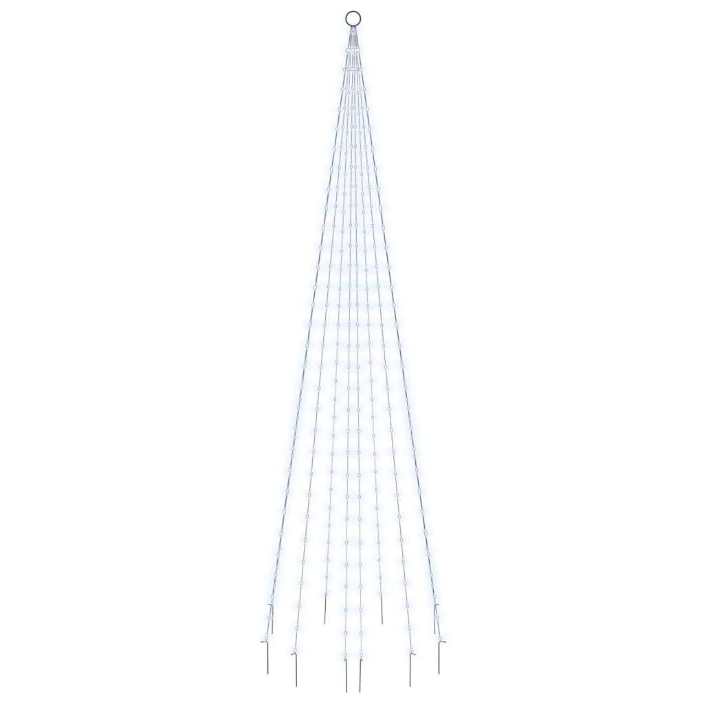 VidaXL Vlaggenmast kerstboom 310 LED's koudwit 300 cm