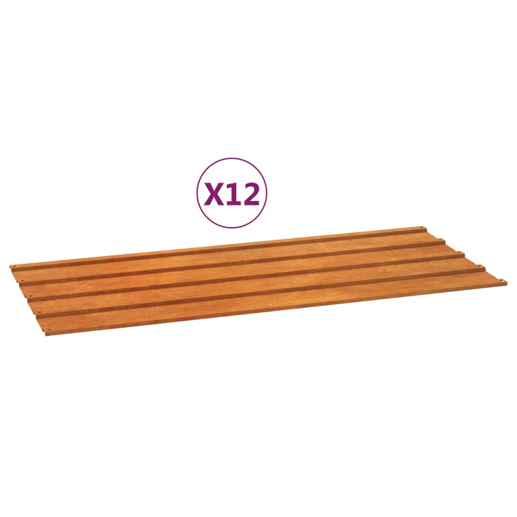 Vidaxl dakpanelen 12 st 100x44 cm cortenstaal roestig
