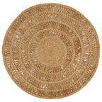 VidaXL Tapijt rond 120 cm gevlochten jute