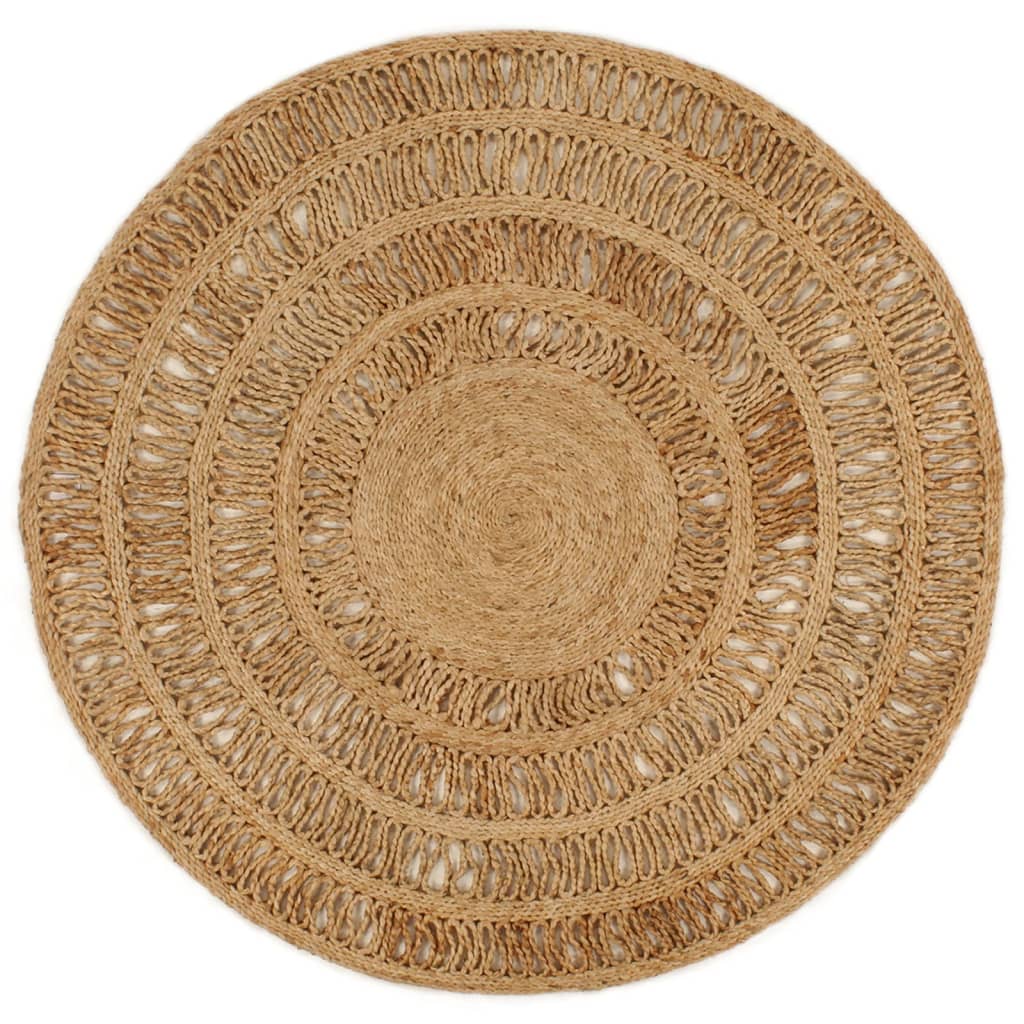 VidaXL Tapijt rond 120 cm gevlochten jute