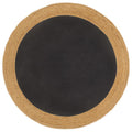 VidaXL Vloerkleed rond gevlochten 180 cm jute en katoen zwart naturel