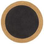 VidaXL Vloerkleed rond gevlochten 180 cm jute en katoen zwart naturel