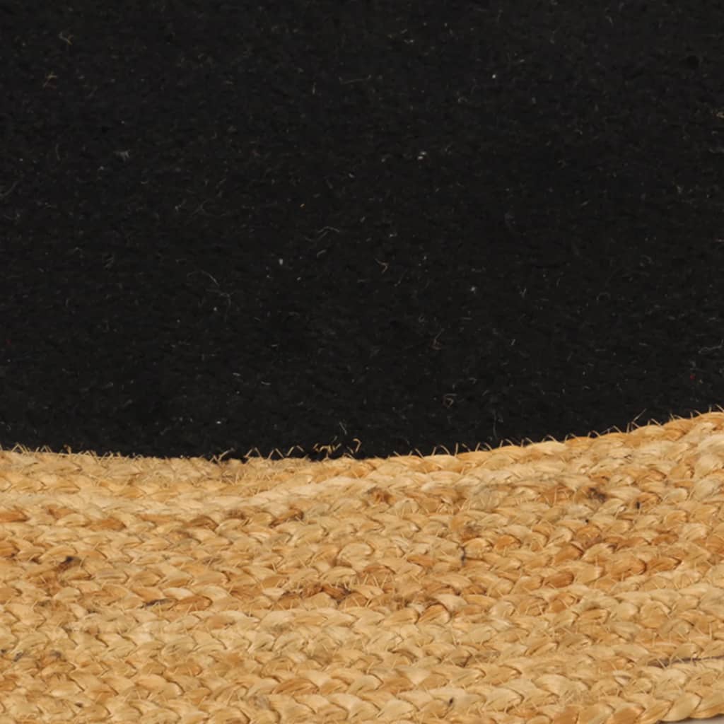 VidaXL Vloerkleed rond gevlochten 180 cm jute en katoen zwart naturel