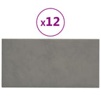 VidaXL Wandpanelen 12 st 2,16 m² 60x30 cm fluweel lichtgrijs