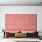 Vidaxl wandpanelen 12 st 2,16 m² 60x30 cm fluweel roze