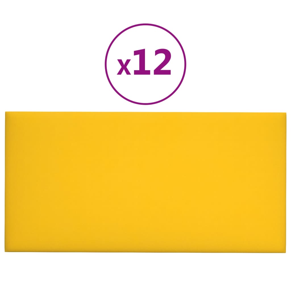 Vidaxl wandpanelen 12 st 2,16 m² 60x30 cm fluweel geel