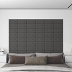 Vidaxl wandpanelen 12 st 0,54 m² 30x15 cm kunstleer grijs