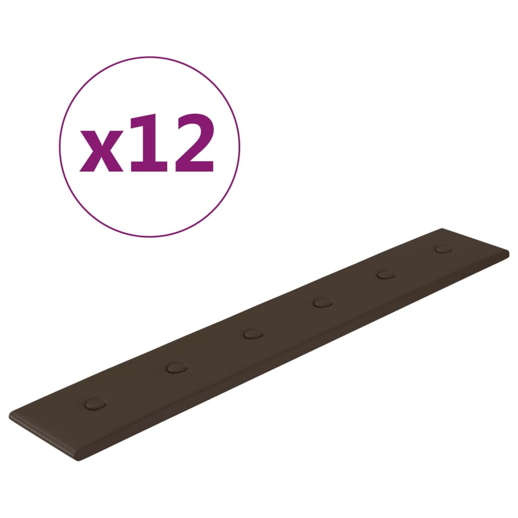 VidaXL Wandpanelen 12 st 1,62 m² 90x15 cm kunstleer bruin
