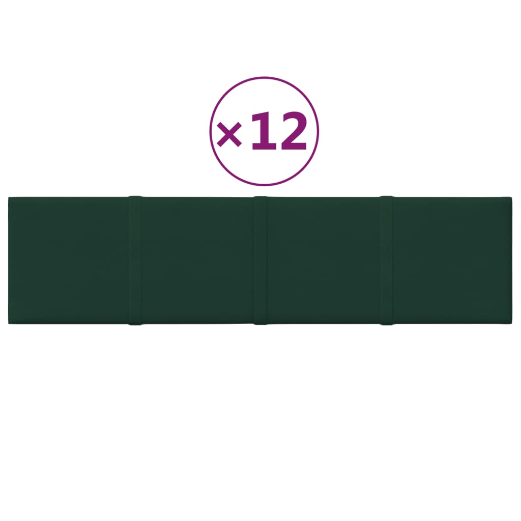 VidaXL Wandpanelen 12 st 1,08 m² 60x15 cm stof donkergroen