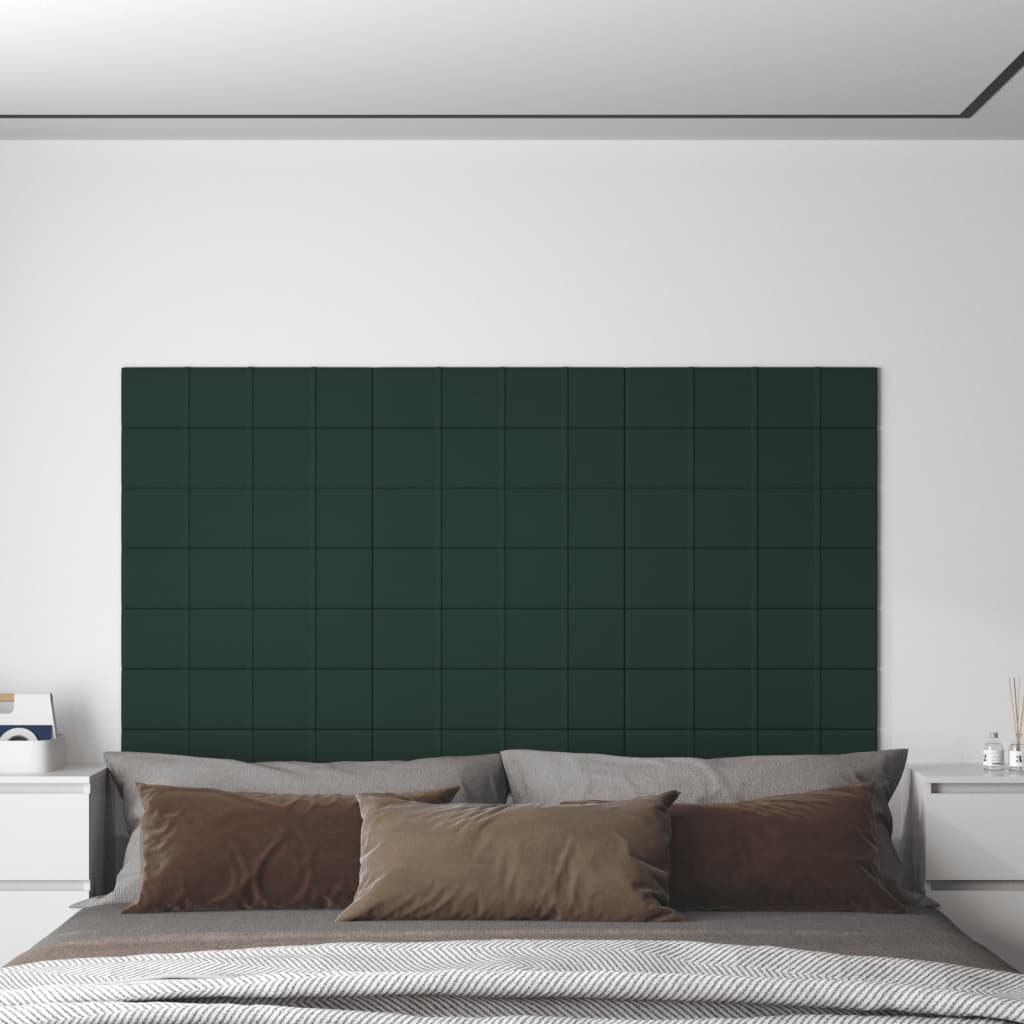 VidaXL Wandpanelen 12 st 1,08 m² 60x15 cm stof donkergroen