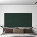 VidaXL Wandpanelen 12 st 1,08 m² 60x15 cm stof donkergroen