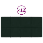 VidaXL Wandpanelen 12 st 2,16 m² 60x30 cm fluweel donkergroen