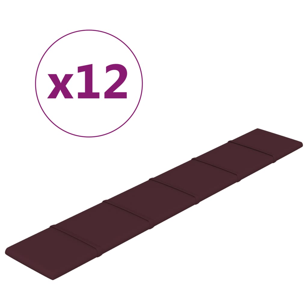 VidaXL Wandpanelen 12 st 1,62 m² 90x15 cm stof paars