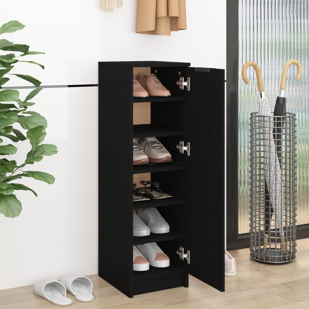 Vidaxl schoenenkast 30x35x100 cm bewerkt hout zwart