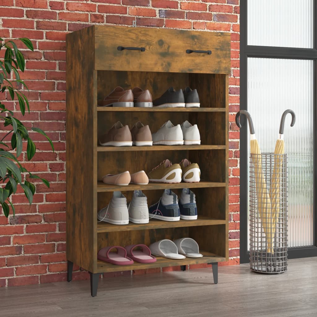 VidaXL Schoenenkast 60x35x105 cm bewerkt hout gerookt eikenkleurig