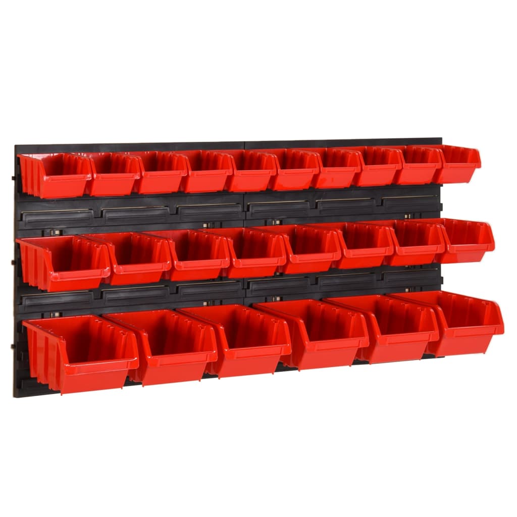 VidaXL 26-delige Sorteersysteemset 77x39 cm polypropeen rood en zwart