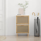 Vidaxl schoenenkast 52x25x80 cm bewerkt hout en natuurlijk rattan wit