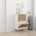 Vidaxl schoenenkast 52x25x80 cm bewerkt hout en natuurlijk rattan wit
