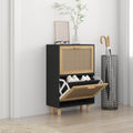 Vidaxl schoenenkast 52x25x80 cm bewerkt hout en rattan zwart