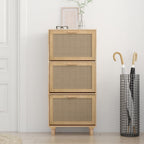 Vidaxl schoenenkast 52x25x115cm bewerkt hout natuurlijk rattan bruin