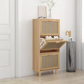 Vidaxl schoenenkast 52x25x115cm bewerkt hout natuurlijk rattan bruin
