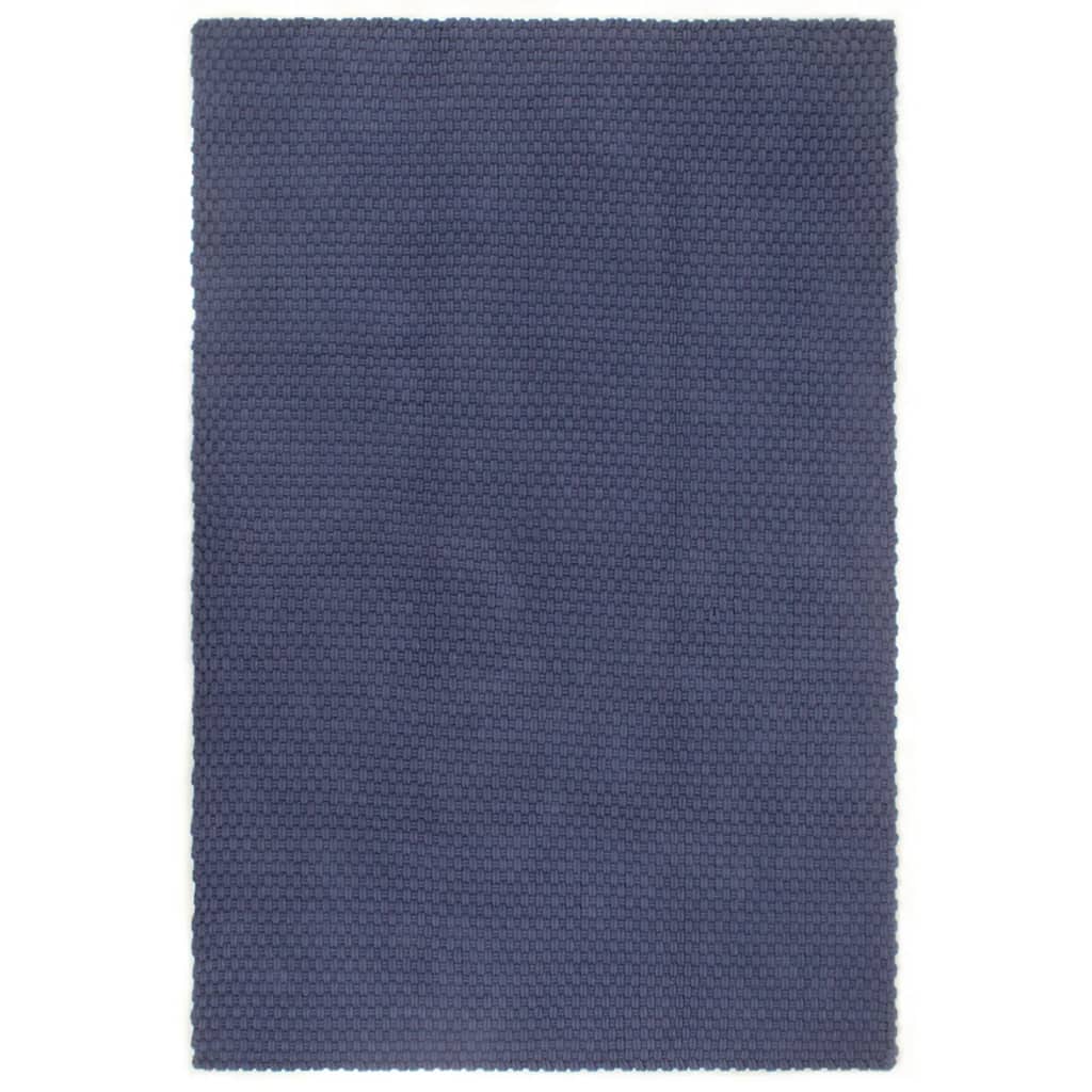 VidaXL Vloerkleed rechthoekig 80x160 cm katoen marineblauw