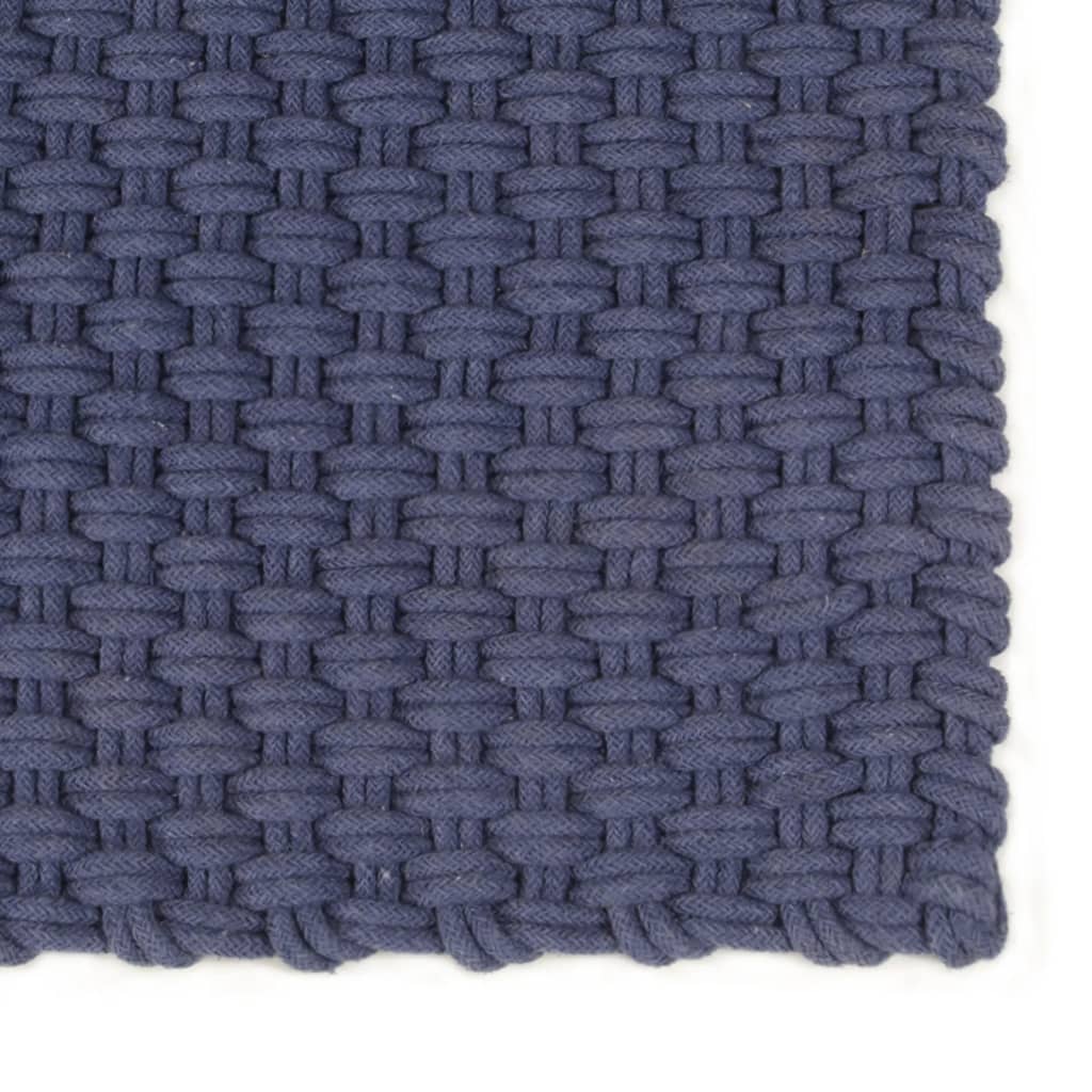 VidaXL Vloerkleed rechthoekig 80x160 cm katoen marineblauw