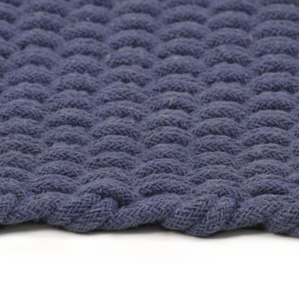 VidaXL Vloerkleed rechthoekig 80x160 cm katoen marineblauw
