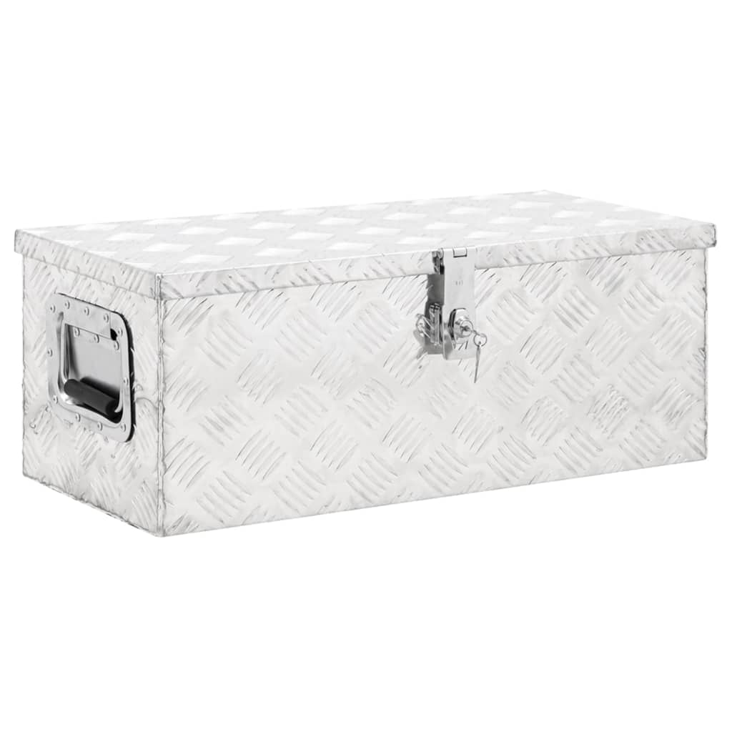 Vidaxl opbergbox 70x31x27 cm aluminium zilverkleurig