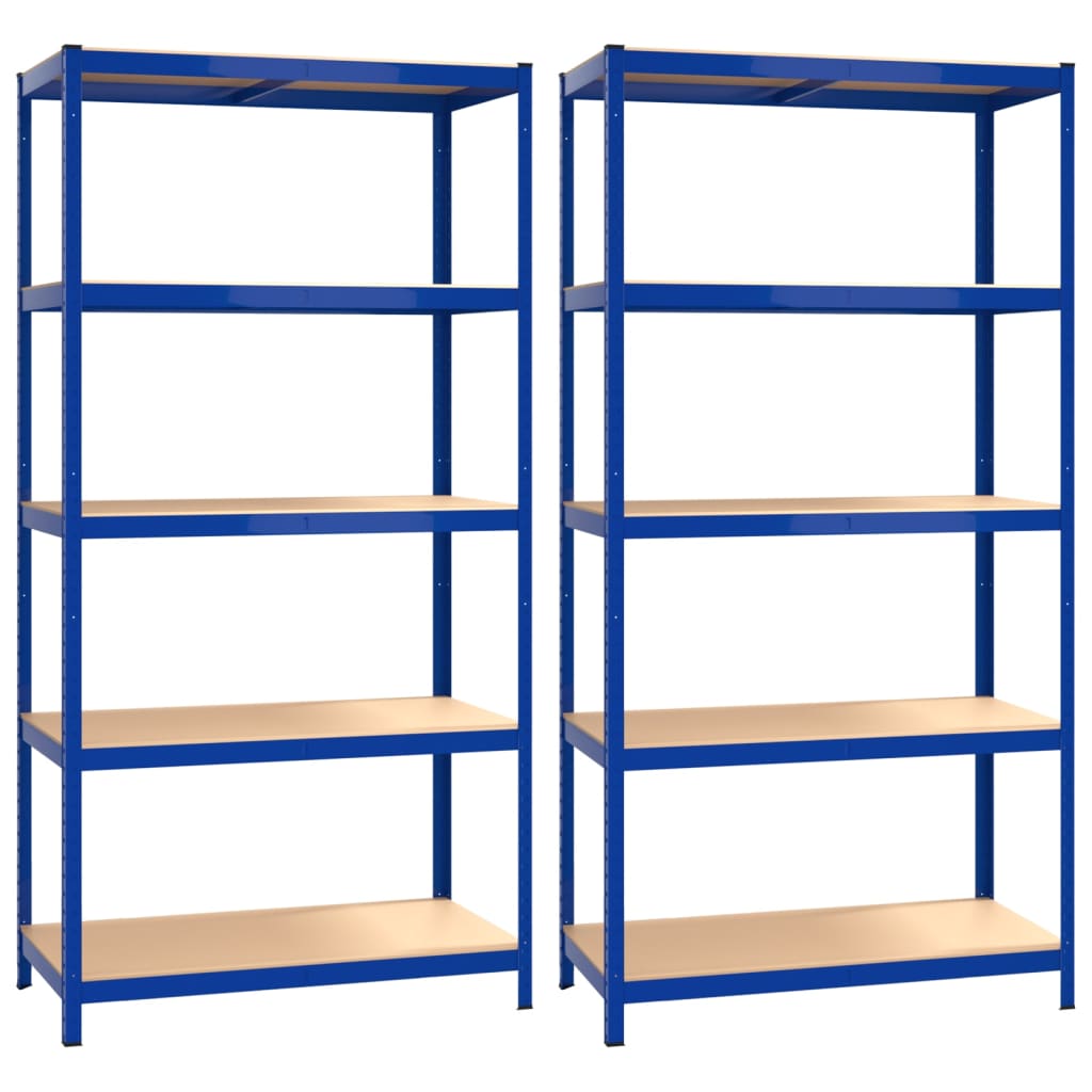 VidaXL Opbergrek 5-laags 2 st staal bewerkt hout blauw
