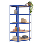 Vidaxl hoekrek 5-laags staal en bewerkt hout blauw