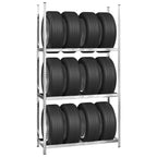 Vidaxl bandenrek 3-laags 110x40x200 cm staal zilverkleurig