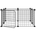 Vidaxl huisdierkooi met 8 panelen en deur, zwart 35x35 cm staal