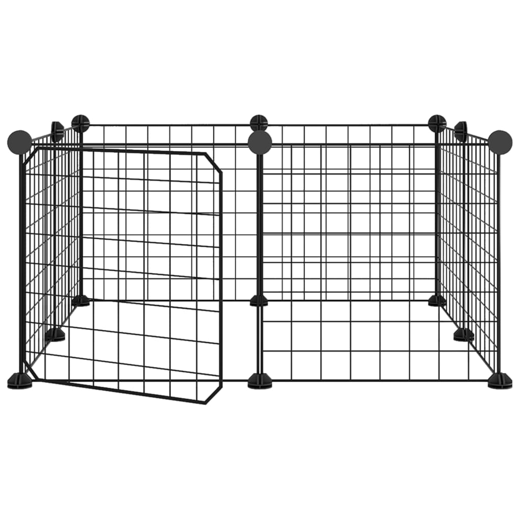Vidaxl huisdierkooi met 8 panelen en deur, zwart 35x35 cm staal
