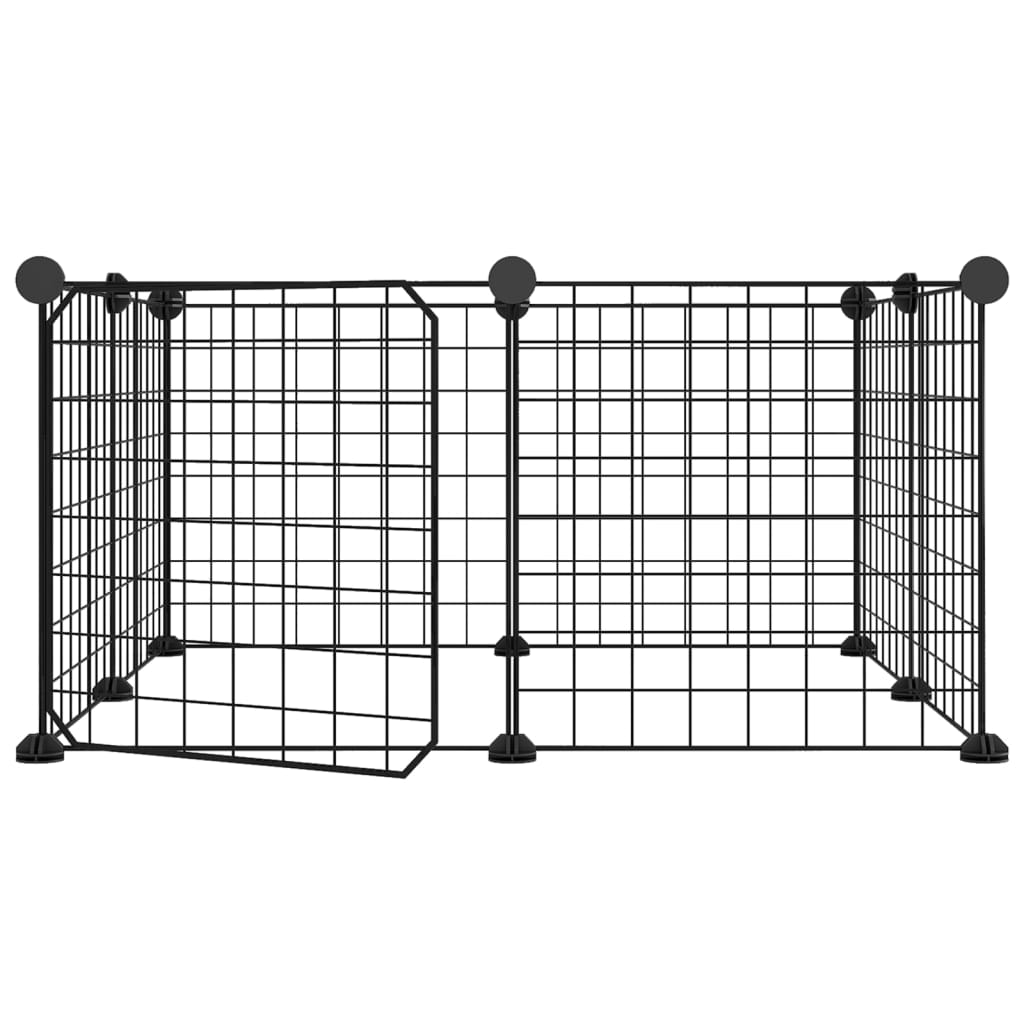 Vidaxl huisdierkooi met 8 panelen en deur, zwart 35x35 cm staal