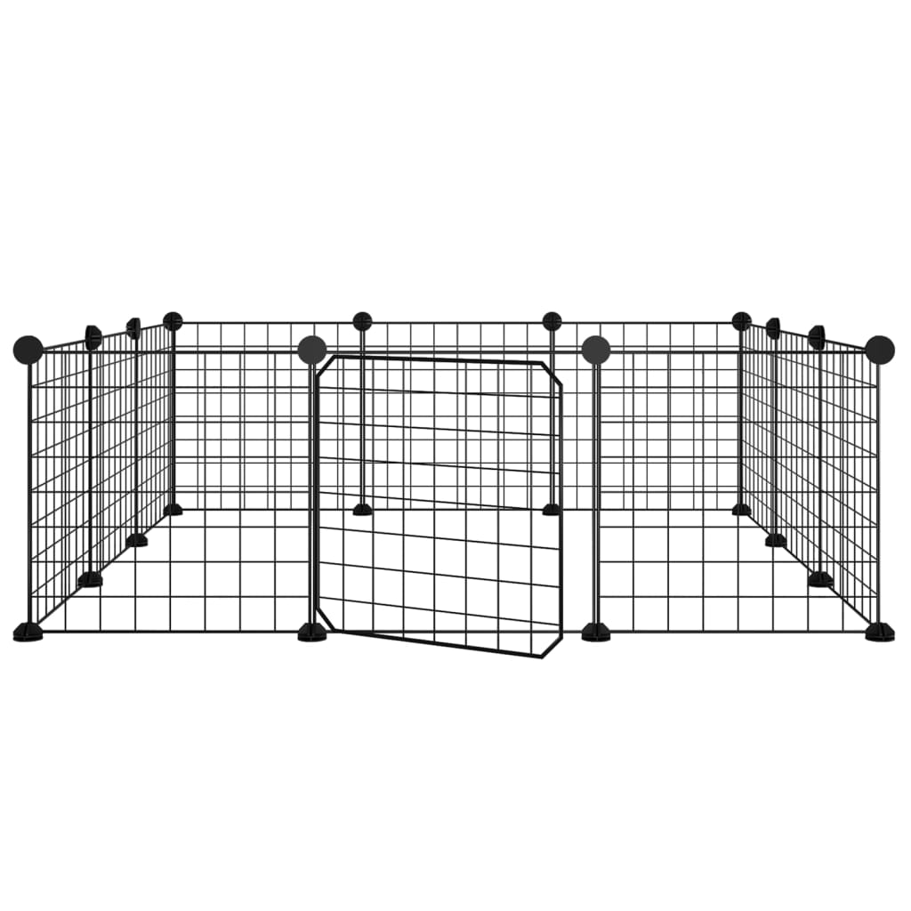 Vidaxl huisdierkooi met 12 panelen en deur, zwart 35x35 cm staal