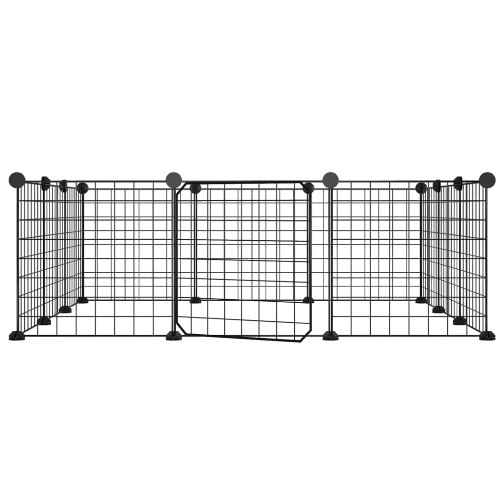 Vidaxl huisdierkooi met 12 panelen en deur, zwart 35x35 cm staal