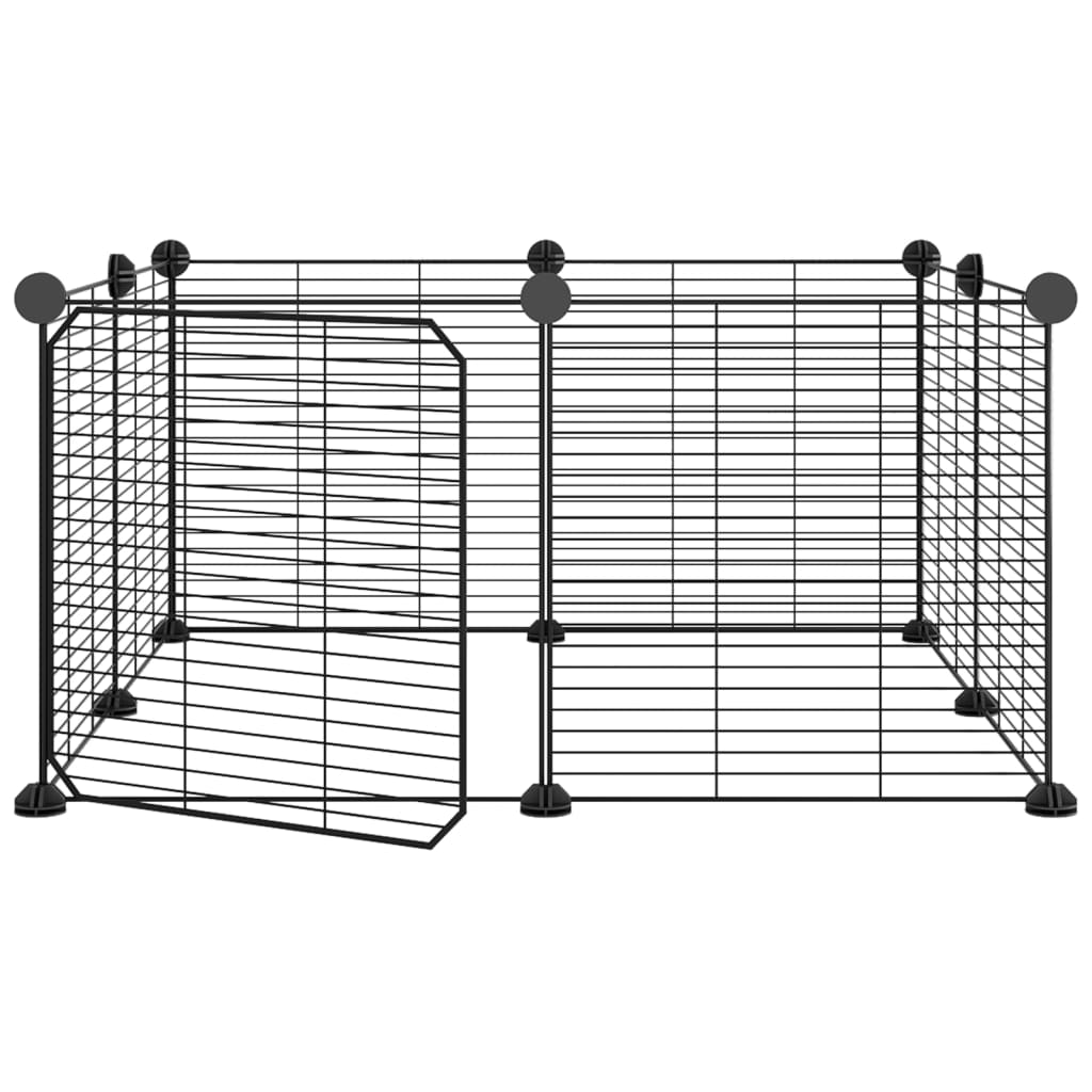 Vidaxl huisdierkooi met 8 panelen en deur, zwart 35x35 cm staal
